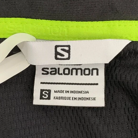 017303 Salomon green logo letter print lapel hooded zipper multi-pocket jacket S
